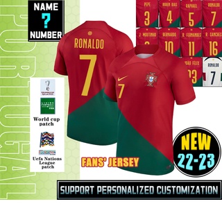 เสื้อกีฬาแขนสั้น ลายทีมชาติฟุตบอล Portugal 22-23 ชุดเหย้า ไซซ์ S-4XL