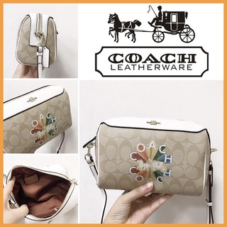 COACH F76628  กระเป๋าผู้หญิง  กระเป๋าสะพายข้าง  กระเป๋าข้ามร่างกาย ถังบรรจุกากีสีขาวบอสตัน ความจุขนาดใหญ่