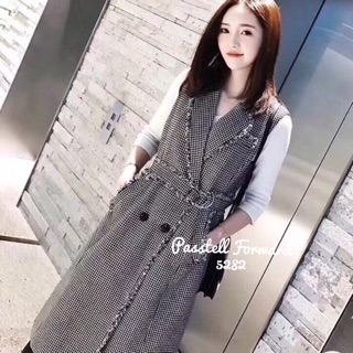 🇰🇷NEW🇰🇷  Korea shinori dress Dressสูทแขนกุดลายชิโนริ ลายใหญ่สวยยมากกก ผ้าดีมากๆ