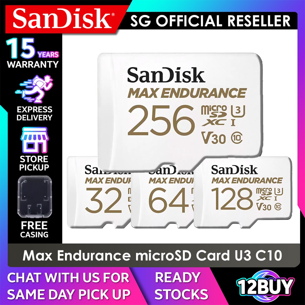 SanDisk Max Endurance microSD Card Security Dash กล้องติดรถยนต์กล้องวงจรปิด 32GB 64GB 128GB 256G QQV