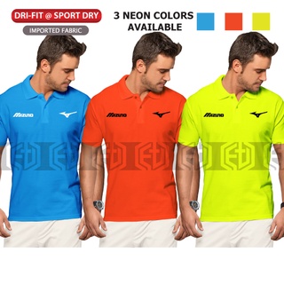 ♀❈ↂNeon Color Logo Mizuno T Shirt Polo Dry Fit Baju Sulam Kolar Murah Sale Streetwear Microfiber Tee Casual Fashion Pakaian