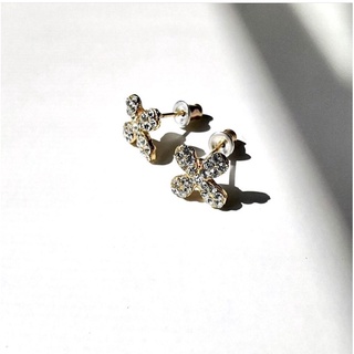 07 crystal four clover earrings ต่างหูใบโคลฟเวอร์โชคดี (Aetop.accessories)