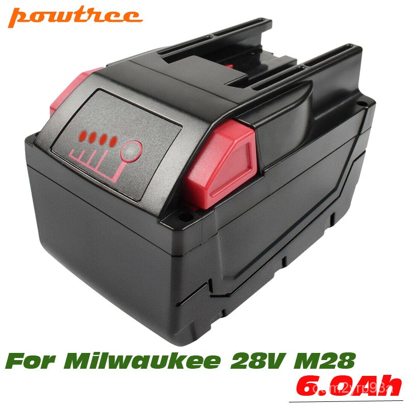 28V 6000mAh M28 สำหรับ Milwaukee แบตเตอรี่ Li-Ion เปลี่ยนแบตเตอรี่สำหรับ Milwaukee M28 48-11-2830 07