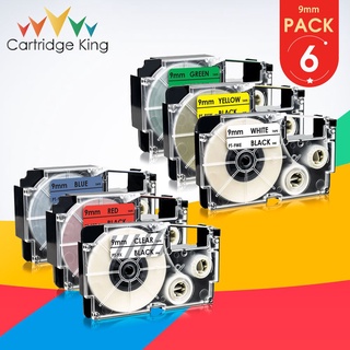 6PCS 24mm Label Tape Compatible for Casio XR-24X XR-24WE XR-24RD XR-24BU XR-24YW XR-24GN Black on White Maker