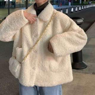 Lamb wool coat womens autumn and winter 2022 new style thickened warm fleece width