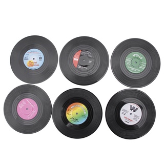 be> Fashion Vinyl Silicone Record Retro CD Type Drink Coasters Cup Mats 6pcs/ Set