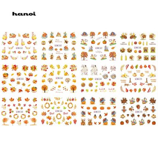 สติ๊กเกอร์ลายฟักทองสำหรับตกแต่งเล็บ 12 แผ่น