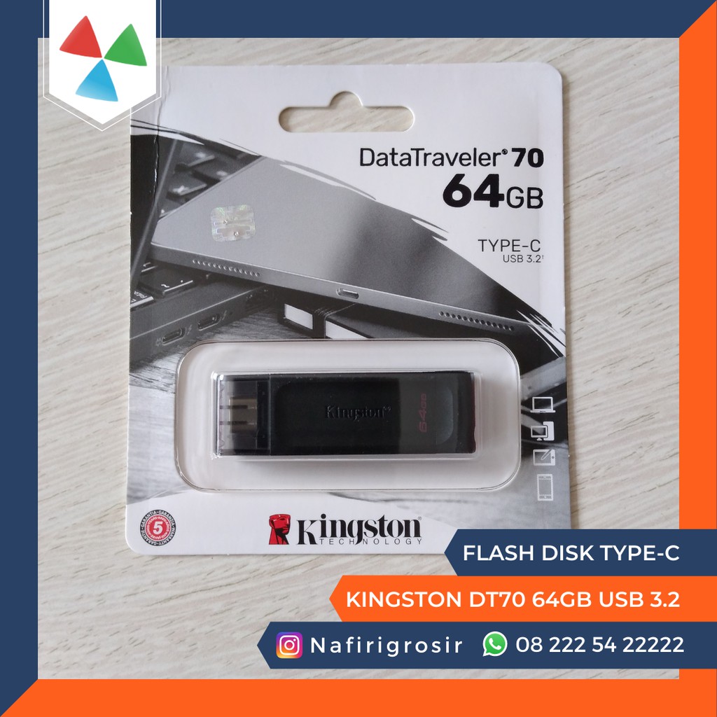 KINGSTON 64GB TYPE-C DATA TRAVELER 70 USB 3.2 ช่องแฟลช