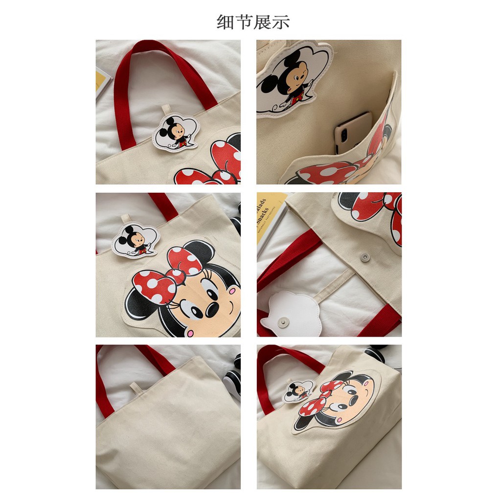 Disney กระเป๋าผ้าใบน่ารักมิกกี้เมาส์น่ารักกระเป๋าสะพายป่าใหม่การ์ตูนน่ารักเทรนด์ความจุสูง ✨✨ ราคา ถูกที่สุด ดีลบีเคเค แกลเลอรีภาพที่ 5