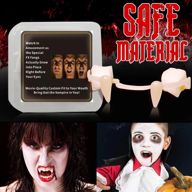 Yoo Retractable Halloween สําหรับ Vampire Fangs เรืองแสงใน Dark Werewolf Zombie Fangs