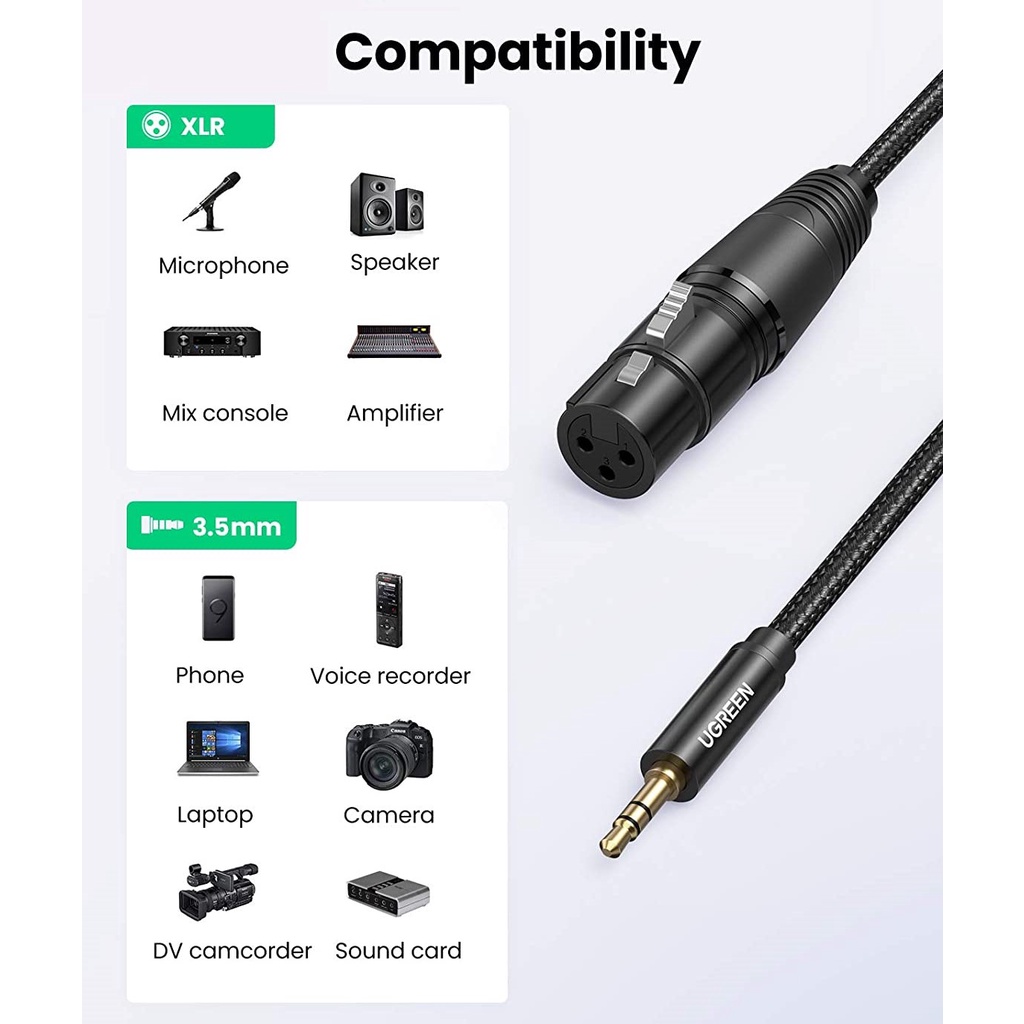 UGREEN 3.5 to XLR Cable Microphone Cable xlr to 3.5