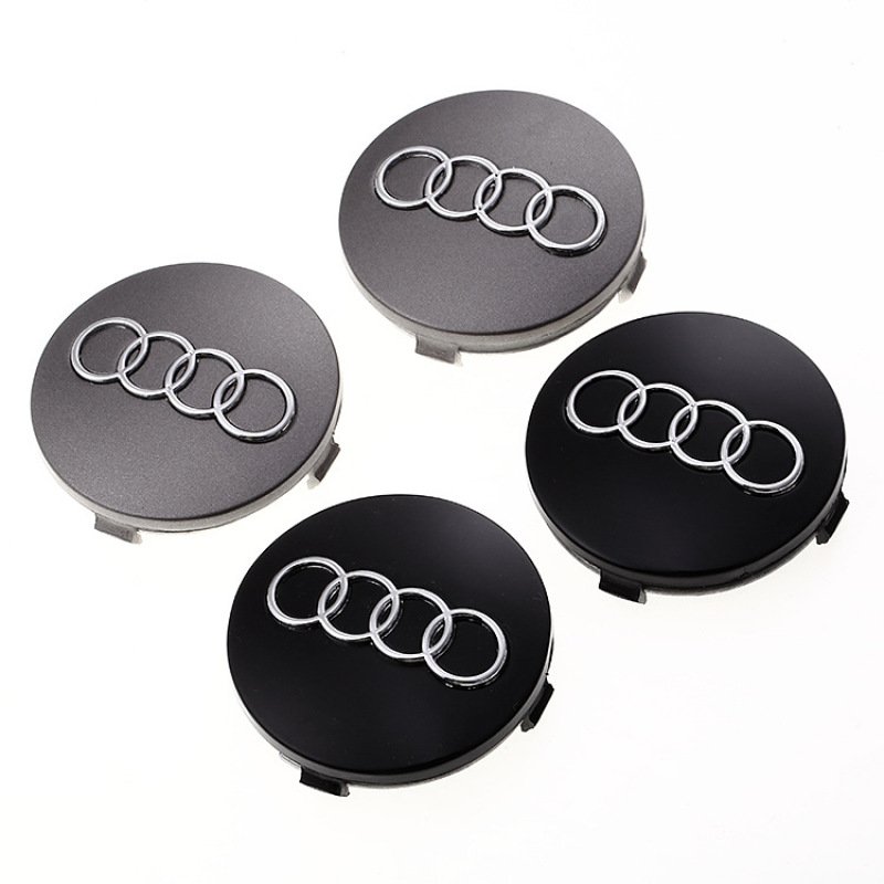 [ขายเฉพาะจุด] 4 ชิ้นและ 60 มิลลิเมตร AUDI รถศูนย์ล้อครอบคลุม Hubcaps ขอบรถฝาครอบป้ายสัญลักษณ์สําหรับ Audi