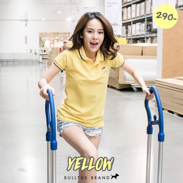 เสื้อโปโลสีเหลืองอ่อน Bulltus Brand 3Tone Collection มี XXL