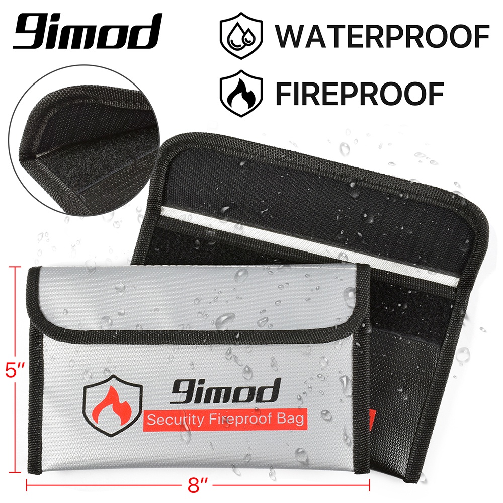 9imod กระเป๋าเอกสาร กันน้ํา กันไฟ กันระเบิด แบบพกพา 5x8 นิ้ว สําหรับใส่แบตเตอรี่ Lipo กุญแจสกุลเงิน