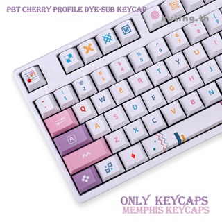 1 Set Cherry Profile PBT Dye Subbed Memphis Theme Keycaps For MX Switch Mechanical Keyboard