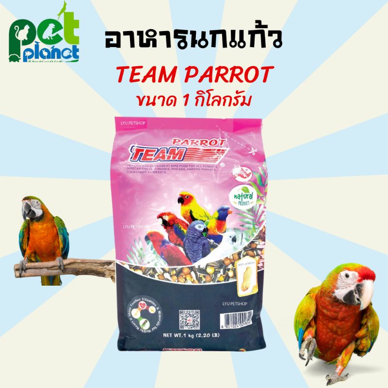 [1kg.] อาหารนก Team ทีมนกแก้ว อาหารสำหรับ นกแก้วซันคอนัวร์ แอฟฟริกันเกรย์ ริงเน็ต