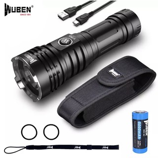 พร้อมส่ง WUBEN T70 ไฟฉาย LED Lumens ไฟฉาย 4200 Lumens CREE XHP70.2 LED Type-C ชาร์จ 26650 Li-Ion แบตเตอรี่(ดำ)