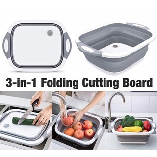 เขียงซิลิโคนเอนกประสงค์ พับเก็บได้ ใช้งานได้ 3 ระดับ 3-in-1 Folding Cutting Board