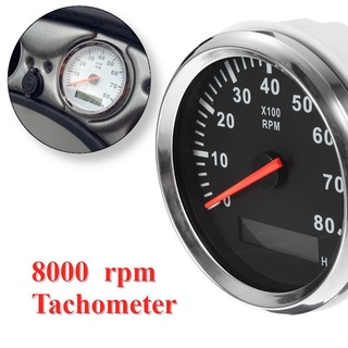 เครื่องวัดรอบเครื่องยนต์ 8000RPM 85 มม. หน้าจอ LCD สําหรับดีเซล เบนซิน 12V 24V