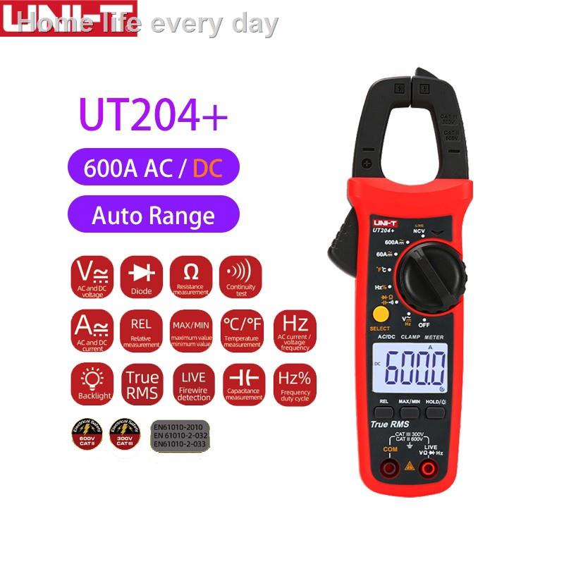 2021 ทันสมัยที่สุด✹คลิปแอมป์ UNI-T UT204+ 600A/AC 600A/DC คลิปแอมป์ แคล้มป์มิเตอร์ มิเตอร์วัดไฟดิจิตอล UNI-T UT204+ Mini