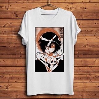 ขายดี!เสื้อยืดแขนสั้นลําลอง พิมพ์ลายอนิเมะ Bungo Stray Dogs dazai osamu สีขาว สไตล์ญี่ปุ่น สําหรับผู้ชาย และผู้หญิงS-5XL