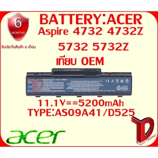 BATTERY:ACER 4732 เทียบ OEM ใช้ได้กับรุ่น EMACHINE D525 D725 E627 P-B EASYNOTE TJ65 TR85 TR86