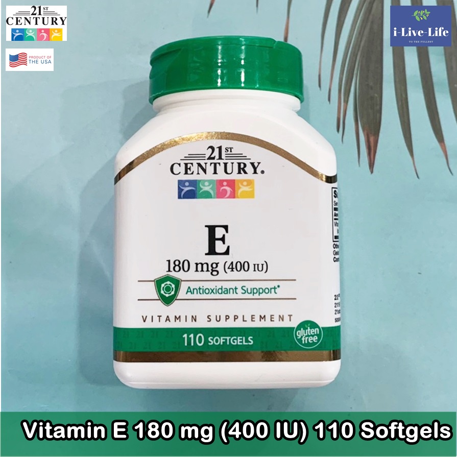 วิตามินอี Vitamin E 180 mg (400IU) 110 Softgels - 21st Century
