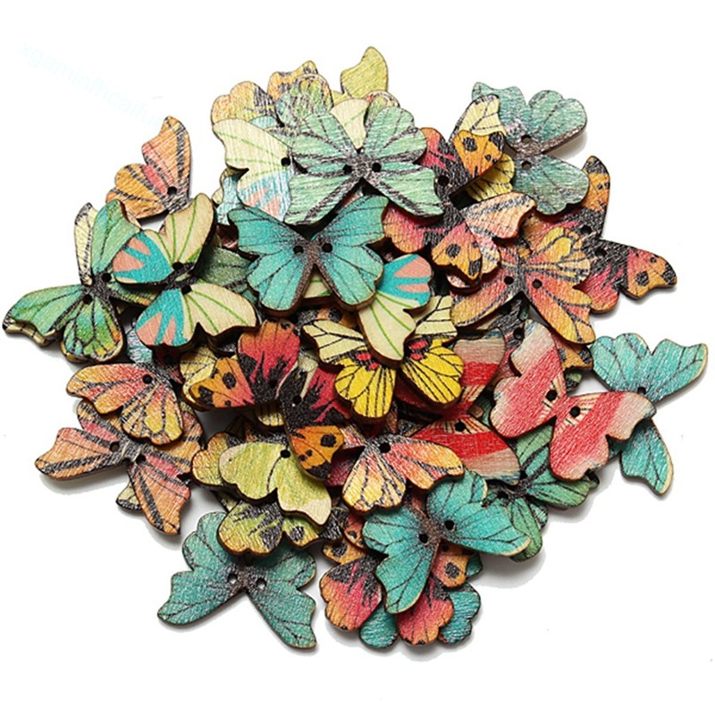 Wooden Buttons For Crafts - 100pcs Mixed Christmas Colors, DIY Sewing Scrapbooking Decor