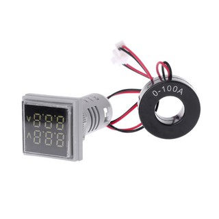 WER Square LED Digital Dual Display Voltmeter &amp; Ammeter Voltage Gauge Current Meter AC 60-500V 0-100A