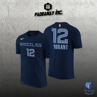 เสื้อยืด ลายบาสเก็ตบอล Nba Memphis Grizzlies Number 12 Ja Morant สีกรมท่า