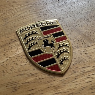 โลโก้ PORSCHE ปอร์เช่ อลูมิเนียมบาง ขนาด 4.7x6.5cm