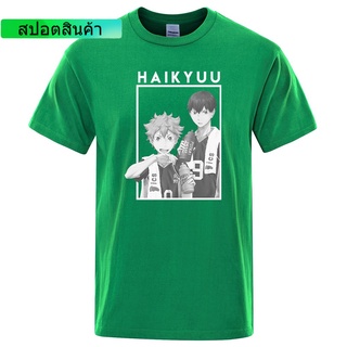 เสื้อยืด แบบนิ่ม พิมพ์ลายอนิเมะ Hinata And Kageyama Haikyuu แบบเรียบง่าย สไตล์เรโทร สําหรับผู้ชาย