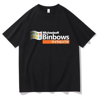 เสื้อยืดสีพื้น - ไมเคิลซอฟท์Binbowsพิมพ์เสื้อยืดTshirtTshirtเสื้อยืดผ้าฝ้ายย้อนยุคทีชอร์ตสั้นกิลแดน