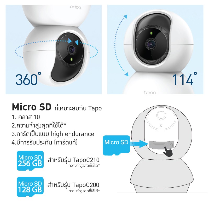 TP-Link Tapo C200 ภาพคมชัด 2 ล้าน / Tapo C210 ภาพ 3 ล้าน  Wi-Fi Wireless IPCamera กล้องวงจรปิด