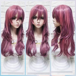 วิกผม​ยาว70cm​ สีชมพูปลายม่วง​long wig pink (พร้อมส่ง)​