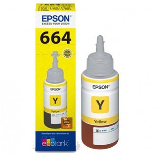 Epson T6644 Y สีเหลือง หมึกเติมแท้แบบไม่มีกล่อง สำหรับ L100/L110/L120/L200/L210/L300/L350/L355/L455/L550/L555/L1300