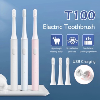 แปรงสีฟันไฟฟ้า Xiaomi กันน้ำ เปลี่ยนหัวได้ แปรงสีฟันเสียวมี่ MiJia T100 Sonic Electric Toothbrush  แปรงสีฟันอัตโนมัต