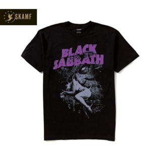 เสื้อยืดผ้าฝ้ายพิมพ์ลายขายดี เสื้อยืด พิมพ์ลาย SABBATH GOD IS DEAD BAND สีดํา