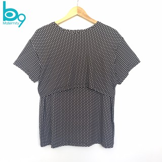 B9 Maternity เสื้อให้นม เปิดขึ้นมีแขน ดำจุดขาว OVERSIZE