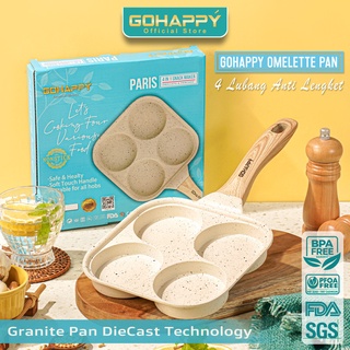 PANCI OMELETTE PAN GOHAPPY | Panci Cetakan kue breakfast 4 in 1 telur mie pancake Martabak mini 4 lubang paris GHC54 Alat panggang grill pan, panci pemanggang Nonstick wajan omelet tamagoyaki
