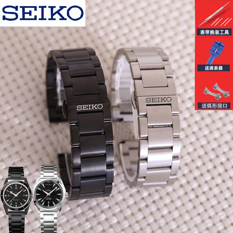นาฬิกา Seiko สายเหล็กสายสแตนเลสผู้ชายหัวเข็มขัดผีเสื้อนาฬิกาอุปกรณ์เสริม Solid Stainless Steel Women's Metal 20mm Watch