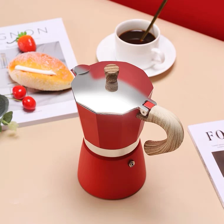 ☕☕☕ส่งวันนี้💯 150/300มล.Moka Pot กาต้มกาแฟสดพกพา หม้อต้มกาแฟ ทรงแปดเหลี่ยม หูจับลายไม้ thumbnail 9