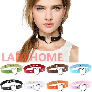 Ladyhome❤เครื่องประดับผู้หญิง สร้อยคอโชคเกอร์ หนัง PU แบบกลวง รูปหัวใจ