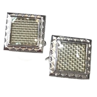 คัฟลิงค์ Cufflink กระดุมข้อมือสีเงินขอบเงินเงาตรงกลางเป็นมุกสีเงิน งานสแตนเลสเกรดส่งออกคุณภาพพรีเมียม