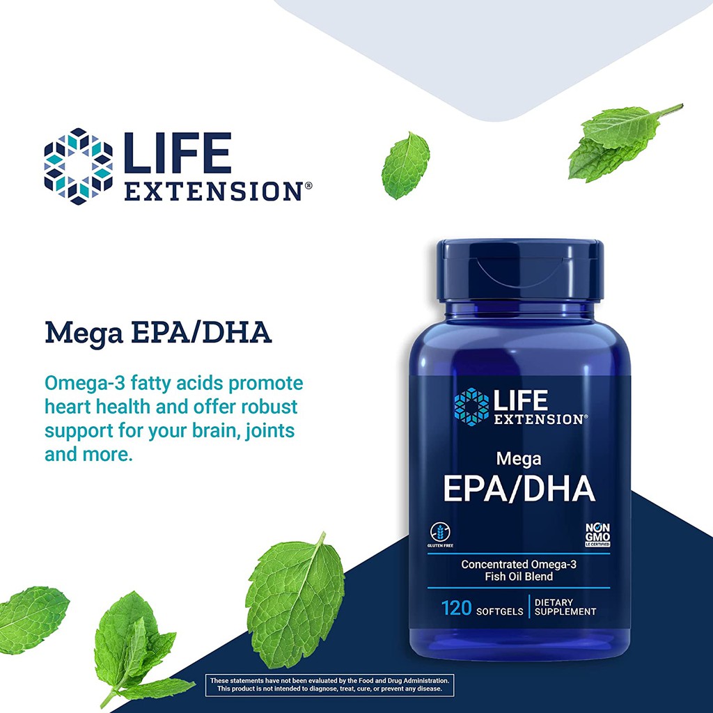 Life Extension, Mega EPA/DHA omega3 fish oil, 120 Softgels น้ำมันปลา