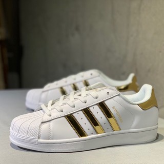 ของแท้  % พร้อมส่ง Adidas Superstar แถบสีทอง  คลาสสิกรองเท้ากีฬาสบายๆ 36—45