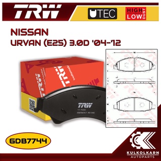 ผ้าเบรคหน้า TRW สำหรับ URVAN (E25) 3.0D 04-12 (GDB7744)