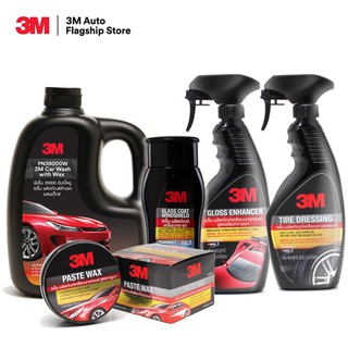 3M แชมพูล้างรถ PN39000W + คานูบา PN39526LT + กระจก PN08889LT + เคลือบเงา PN39034LT + PN39042LT(ยาง)