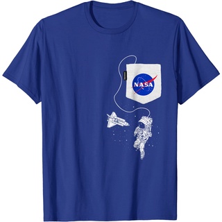 [COD]เสื้อยืด ผ้าฝ้าย พิมพ์ลายนักบินอวกาศ NASA Pocket สําหรับผู้ชาย