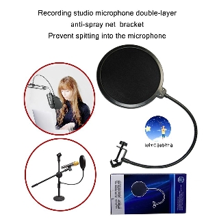 Recording studio microphone double-layer anti-spray net  bracket Prevent spitting into microphone